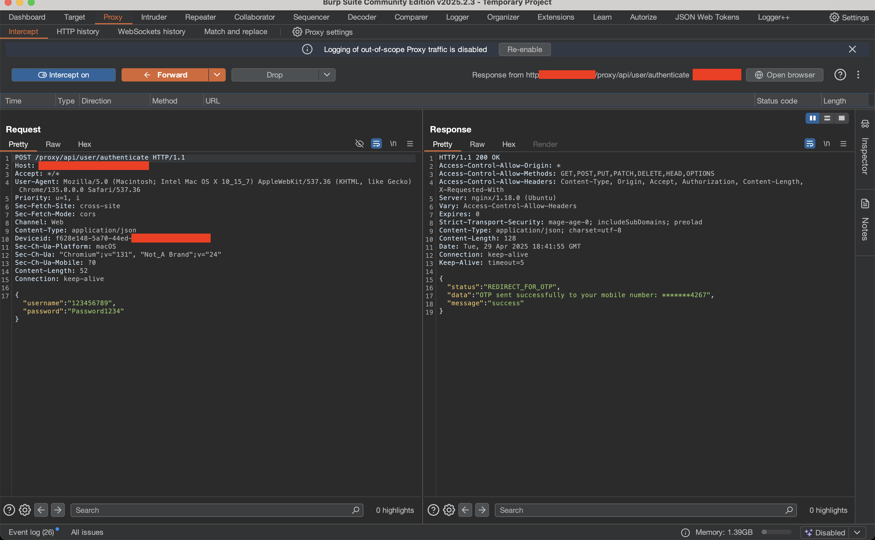 Decrypted request and response data