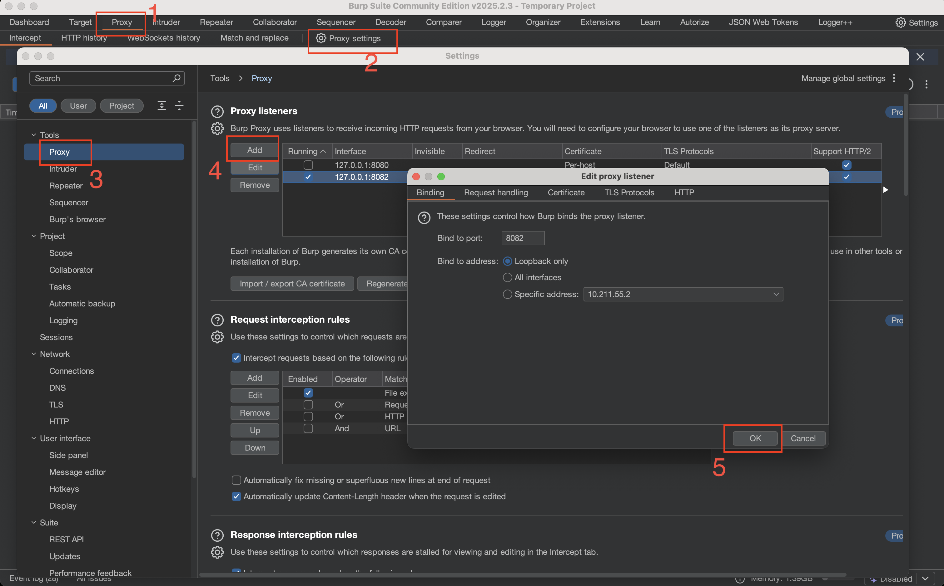 Adding A new Listener in Burp